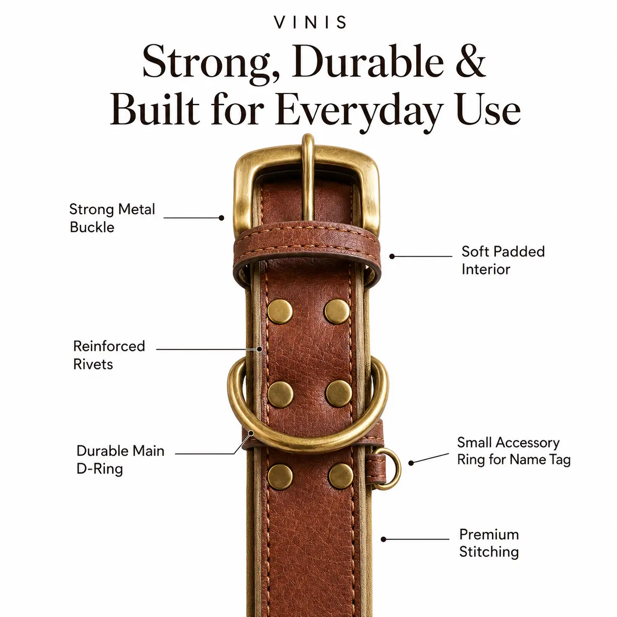 dog collar classic brown dog collar classic brown