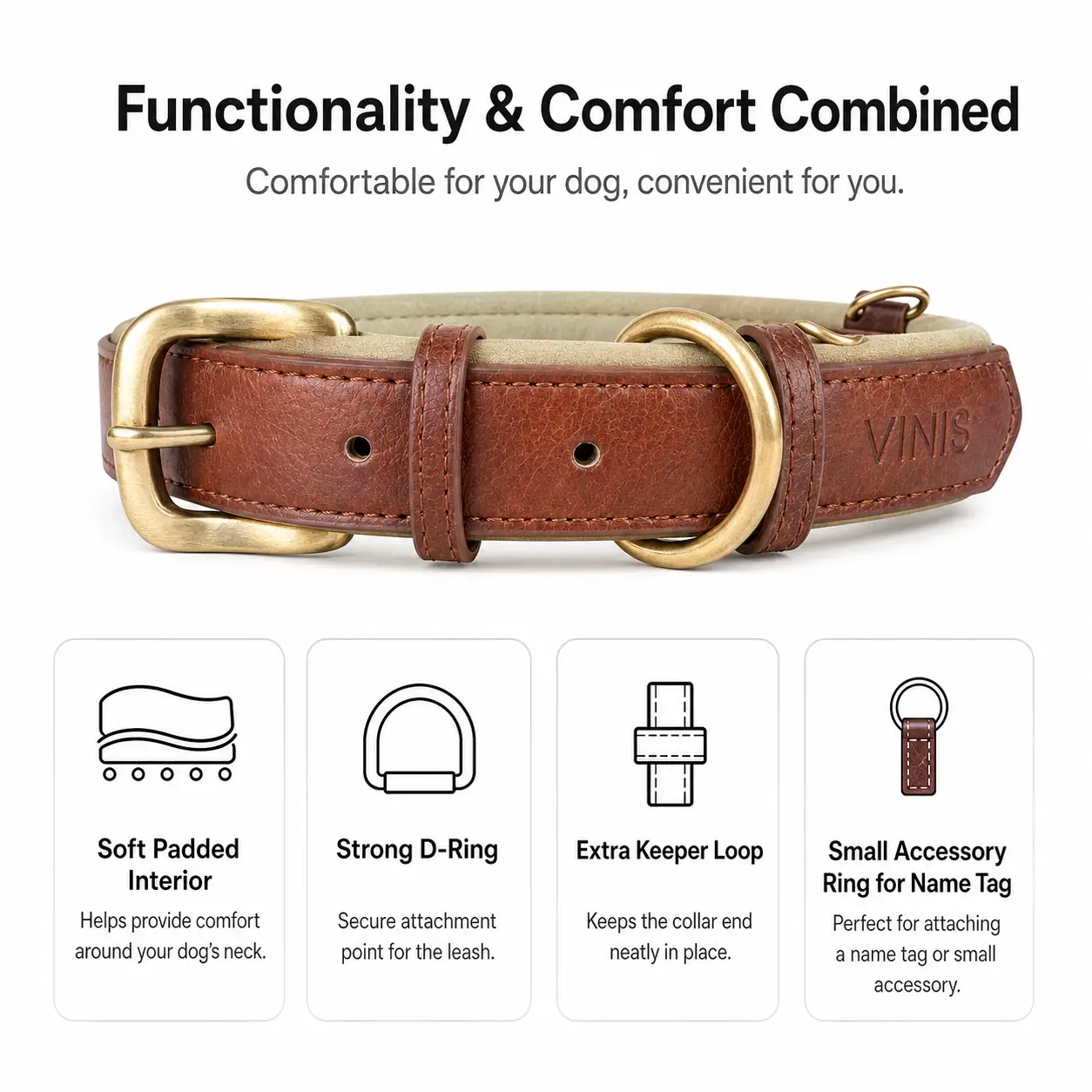 dog collar classic brown dog collar classic brown