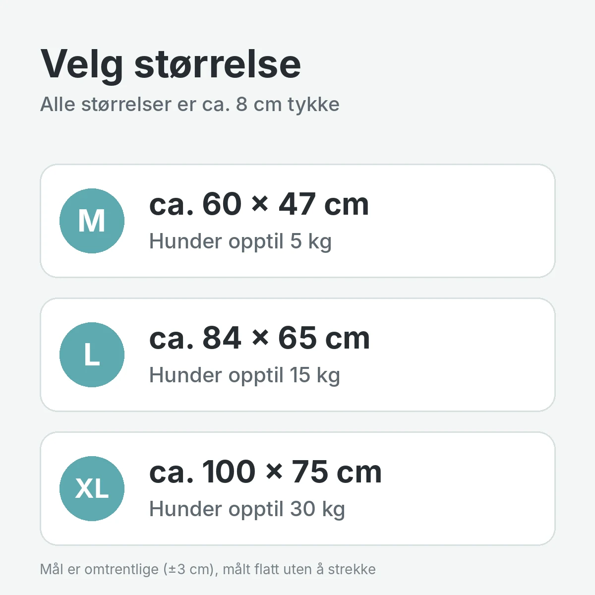 5 storrelser 5 storrelser