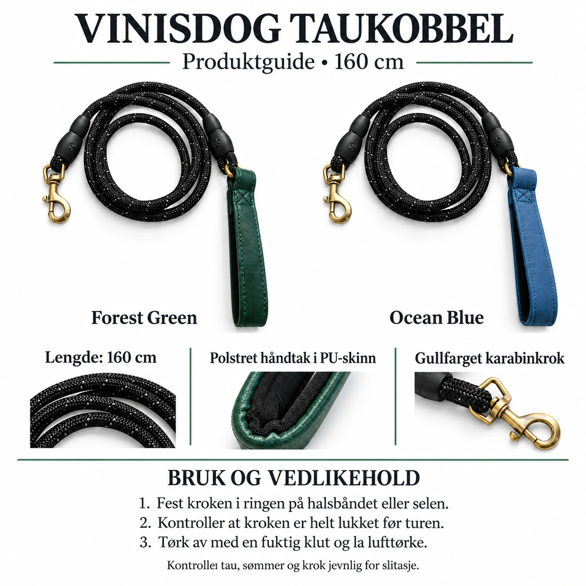 Taukobbel for hund med polstret håndtak – 160 cm vinisdog pavadelio instrukcija 1200x1200